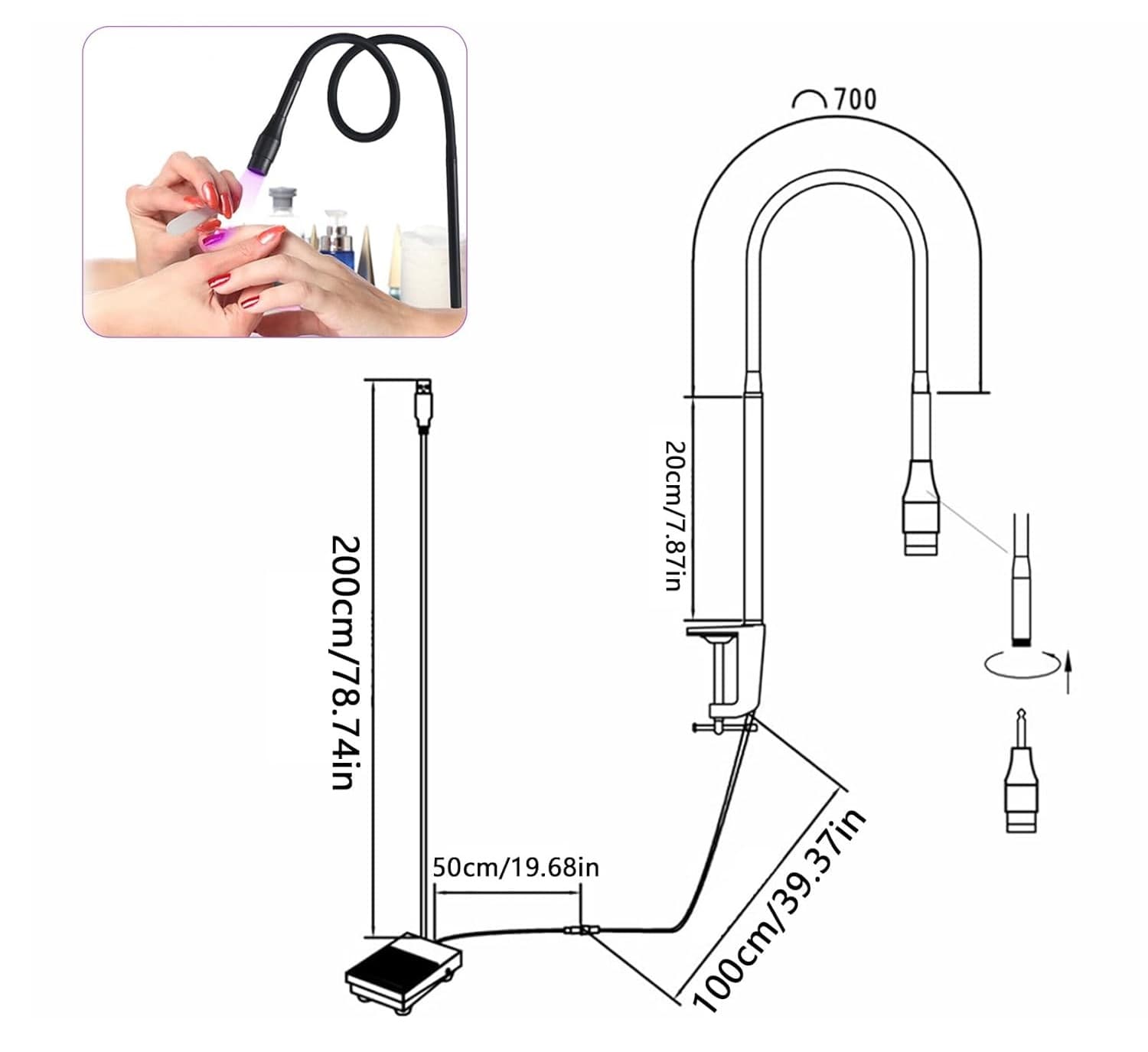 Candeeiro UV 10W para Extensão de Pestanas com Interruptor de Pé - 2