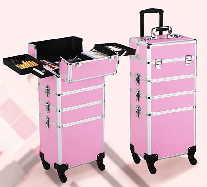 🌸 Mala XXL Profissional Trolley Extensível 4 em 1 Rosa - 3