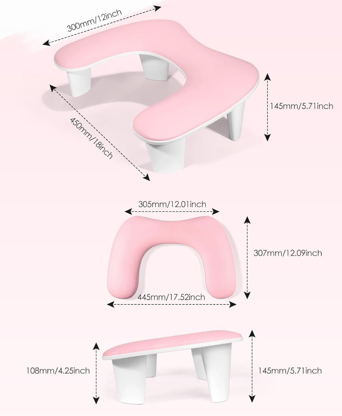 Apoio de Braços para Unhas em Pele Sintética – Formato U - 10