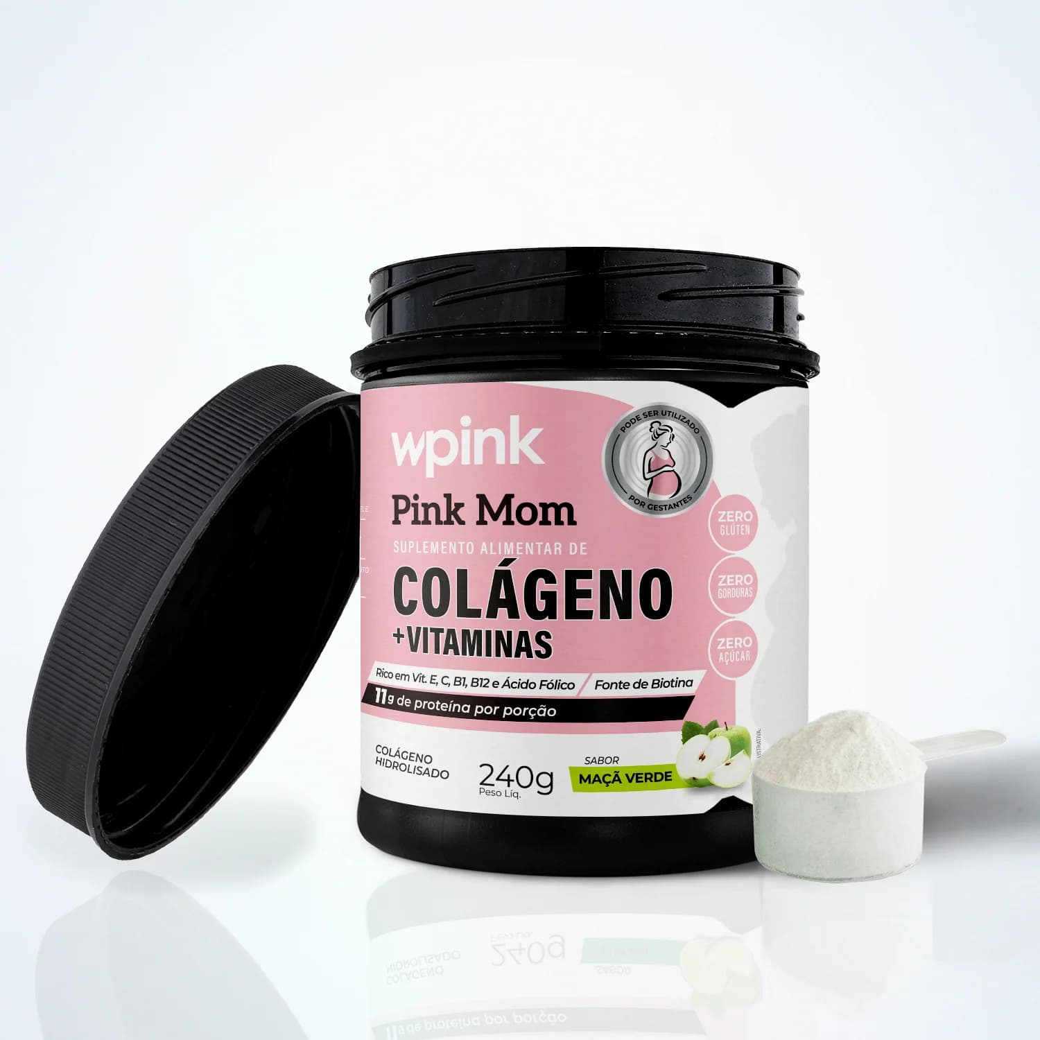 Colágeno Pink Mom - Maçã Verde - 240g - Wepink - PRÉ-VENDA📍