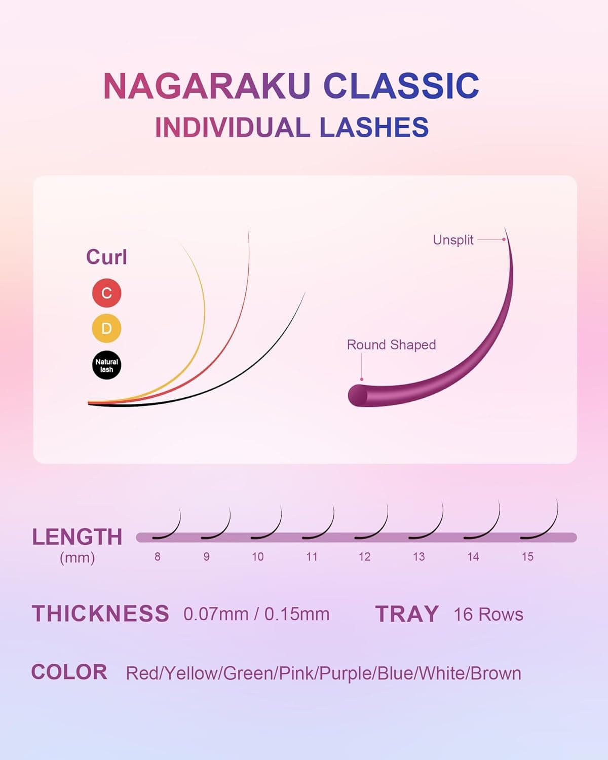 Pestanas Coloridas Nagaraku 0.07 C - Vários Tamanhos - 3