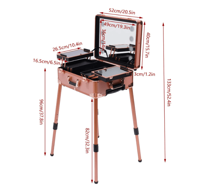 Mala Trolley Camarim Profissional com Luzes LED - Cor Rosa Gold - 2