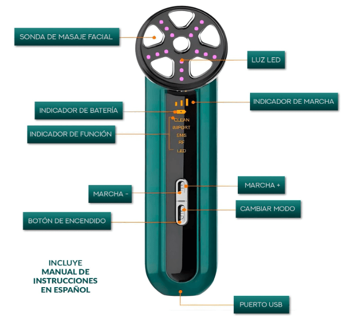 Aparelho Radiofrequência Massajador Facial 5 em 1 - 5ª Geração - 6