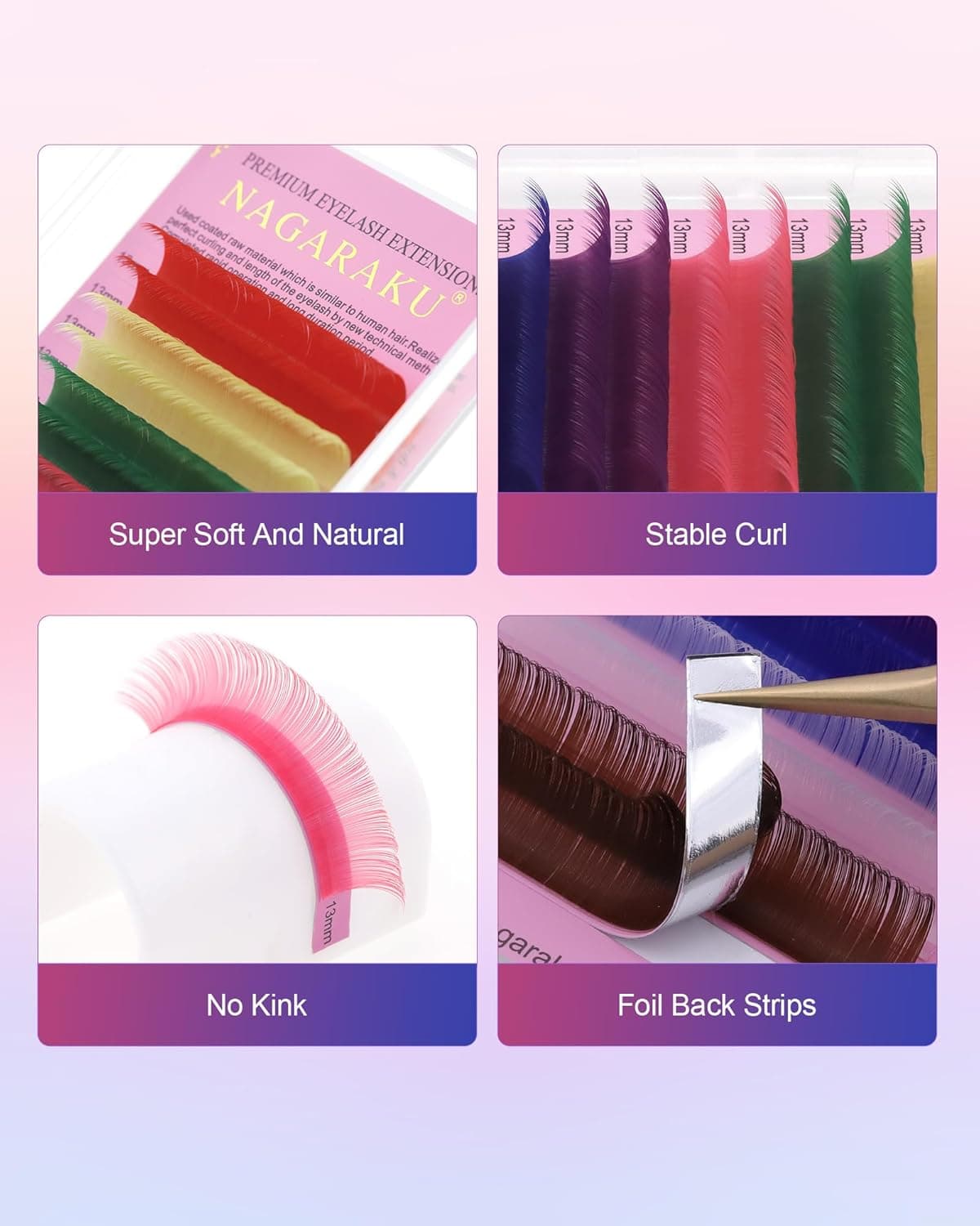 Pestanas Coloridas Nagaraku 0.07 C - Vários Tamanhos - 4