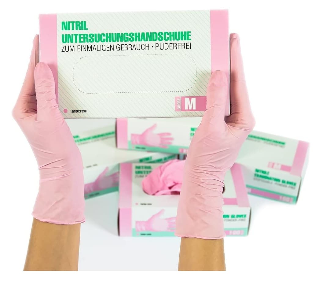 🌸 Luvas Rosa Claro Nitrilo 100und M