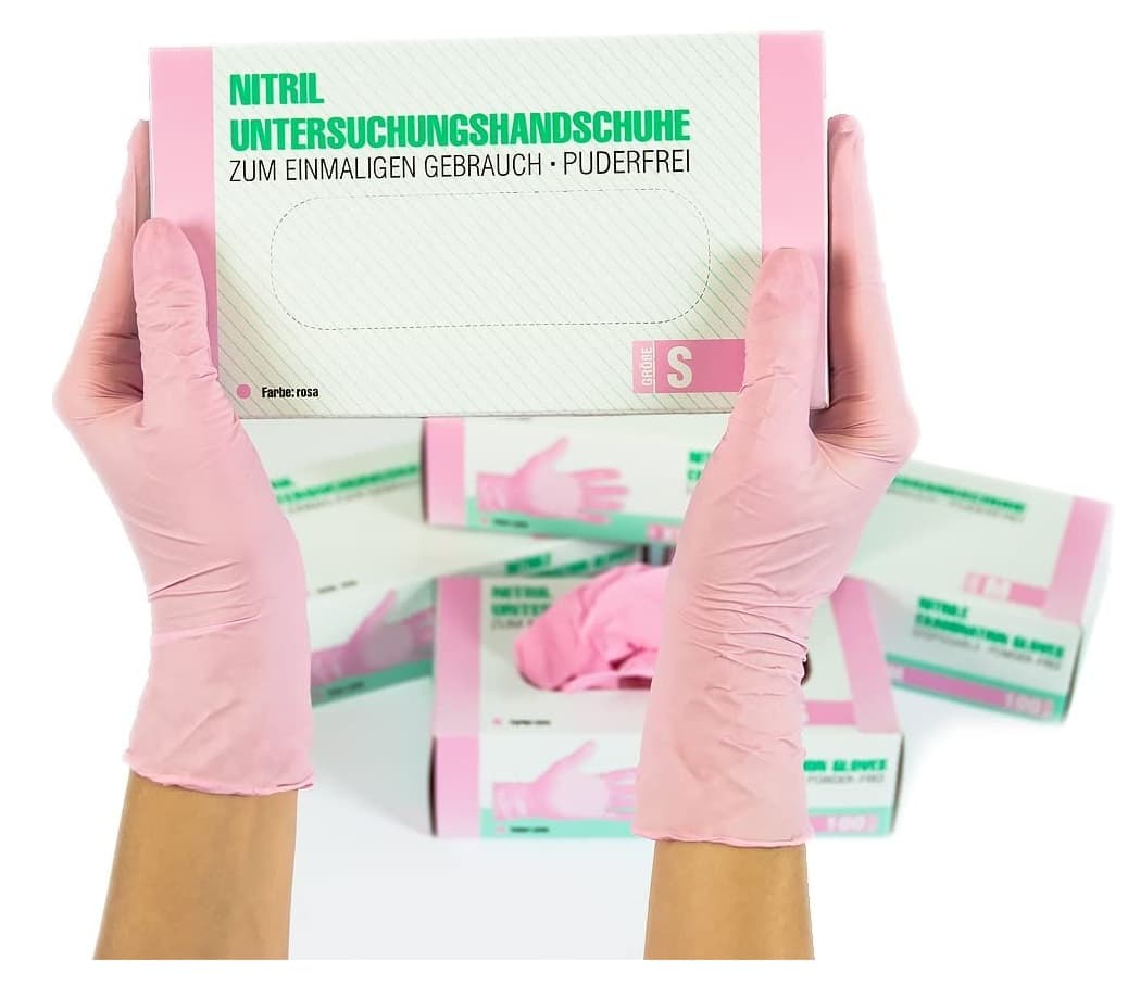 🌸 Luvas Rosa Claro Nitrilo 100und S