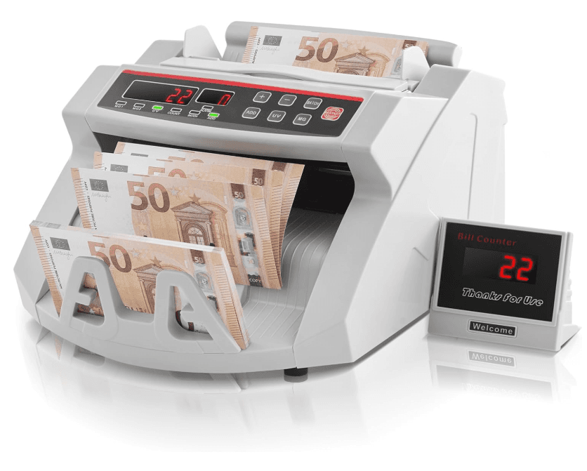 Máquina Contar Notas Dinheiro e Detetor de Notas Falsas