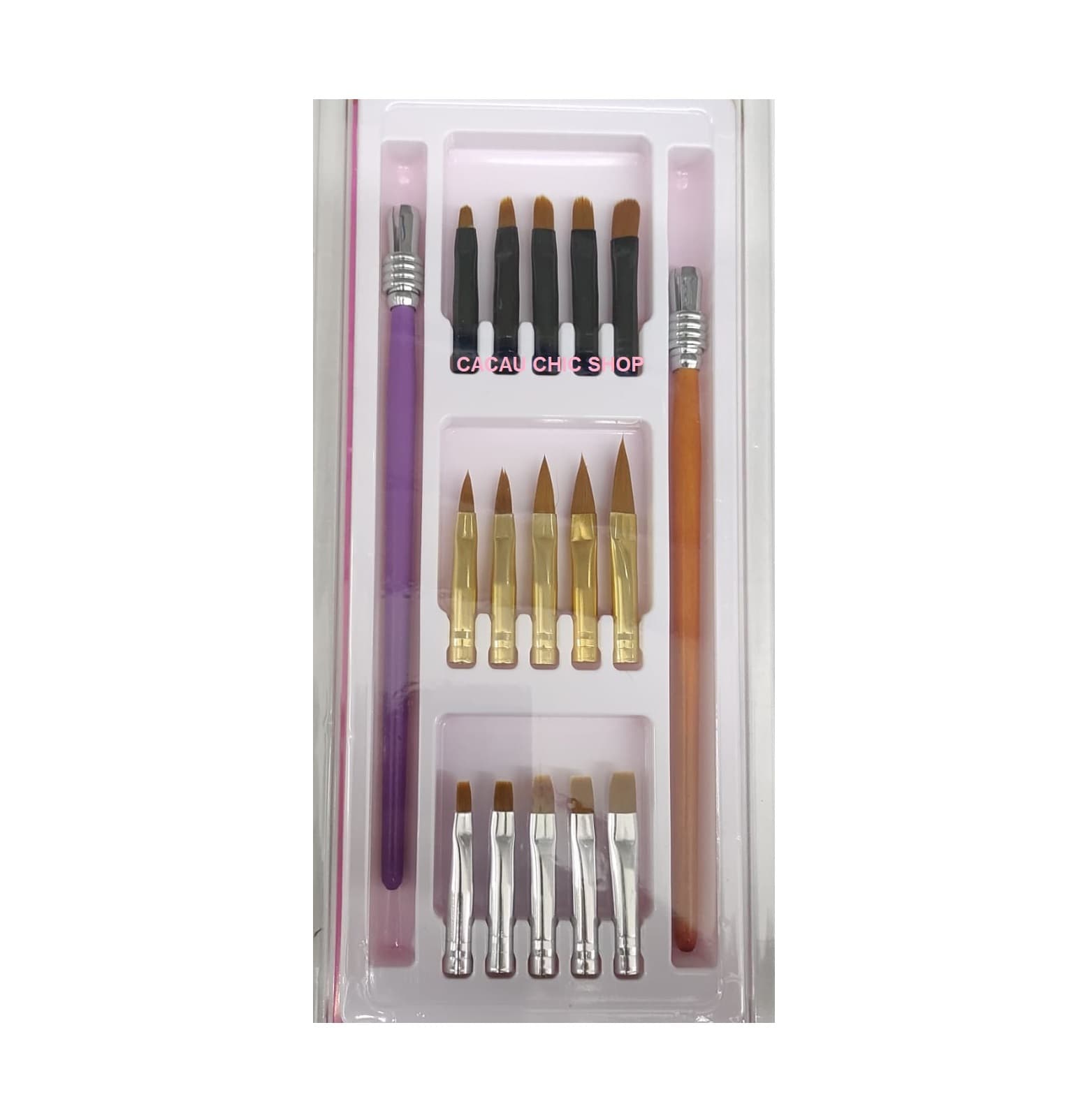 Conjunto de Pincéis para Unhas de Gel / Acrílico 17 Peças