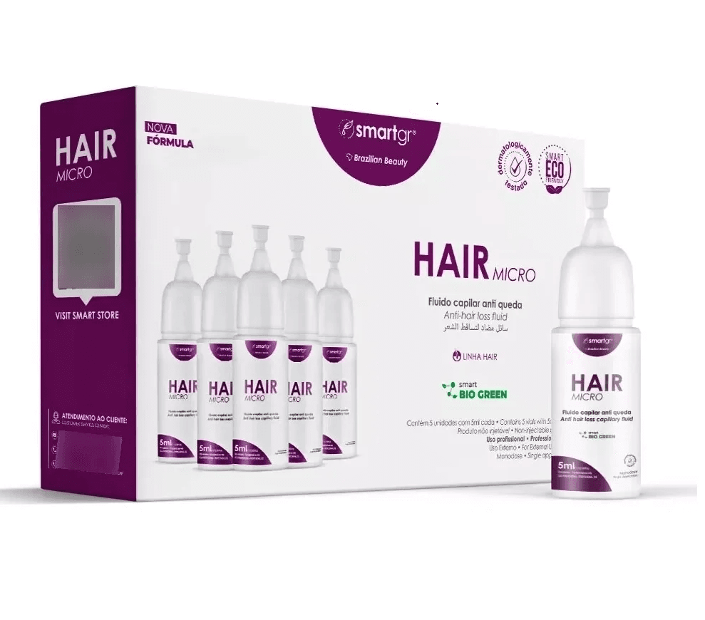 Kit 5 Ativos de Terapia Capilar – Hair Micro Smart GR (5 × 5 ml)