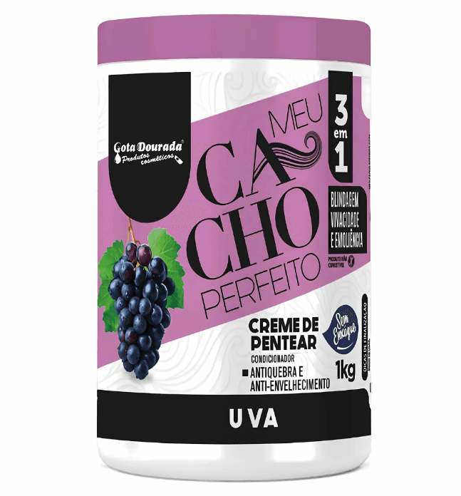 Gota Dourada Creme de Pentear Meu Cacho Perfeito Uva 1 Kg