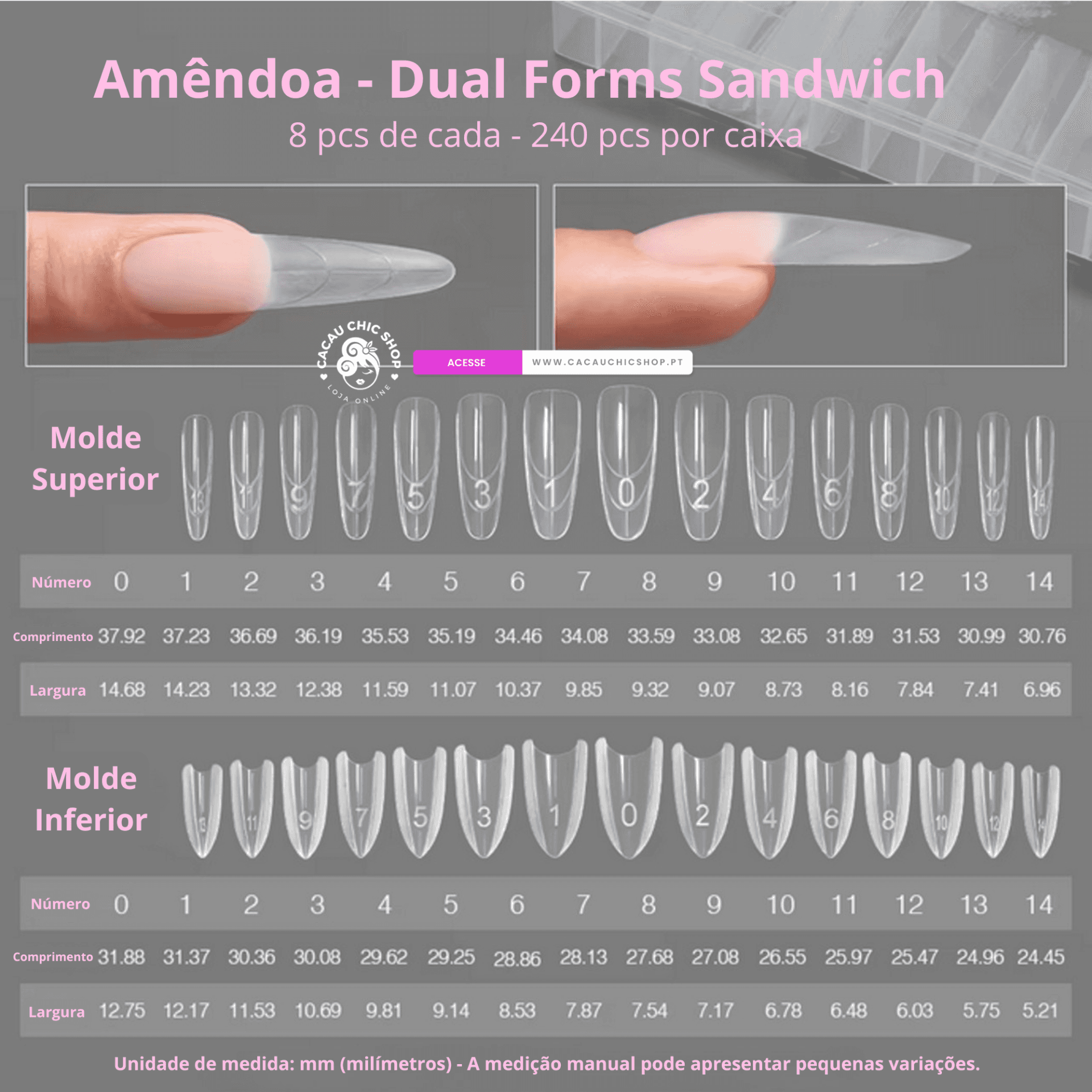 🎉 SUPER LANÇAMENTO – Sandwich Dual Nail Forms (Venda Exclusiva Cacau Chic Shop)
