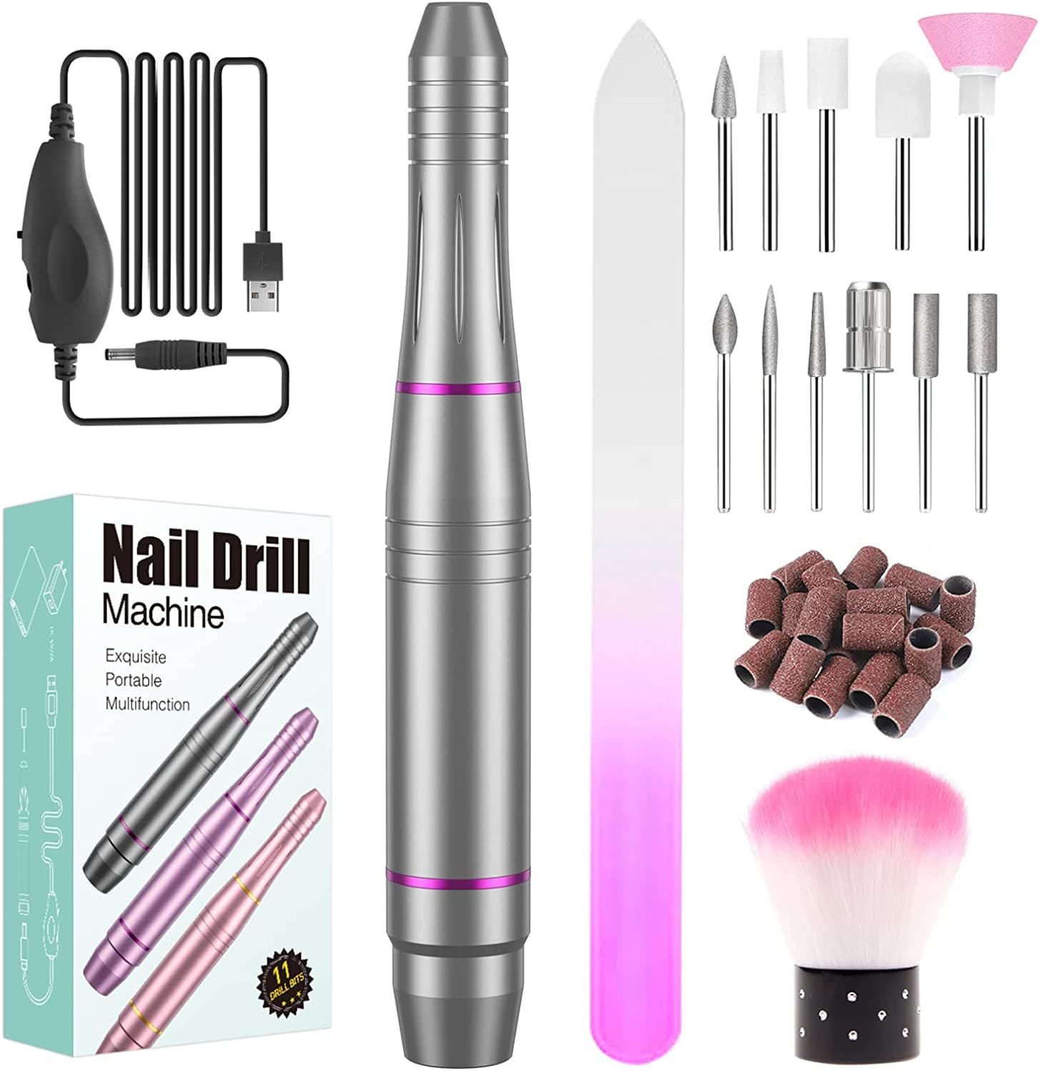 🌸 Kit Broca de Manicure e Pedicure Velocidade Ajustável Cores Variadas - 2