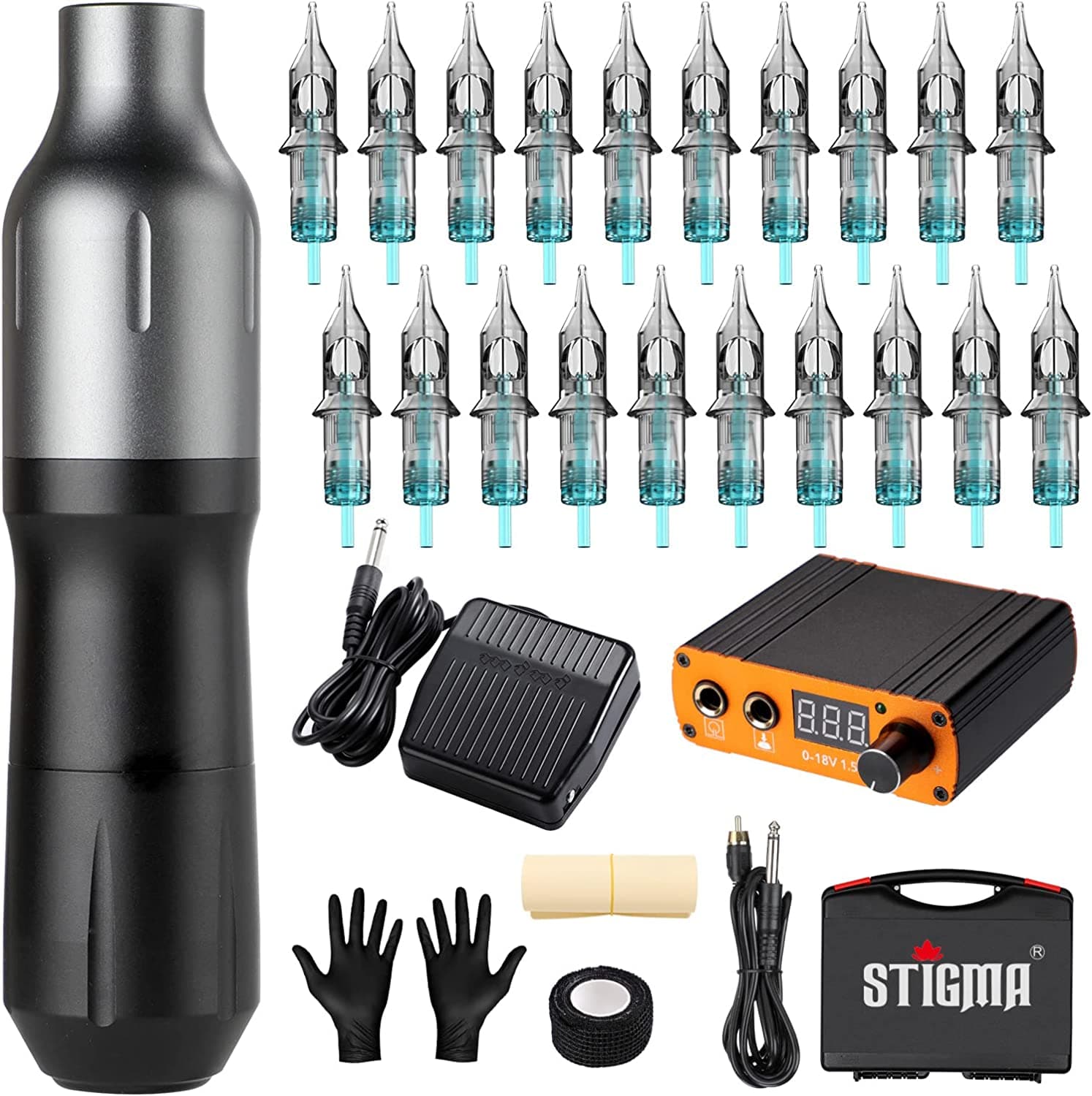 Kit Tattoo Caneta Rotativa Fonte de Alimentação Digital Stigma