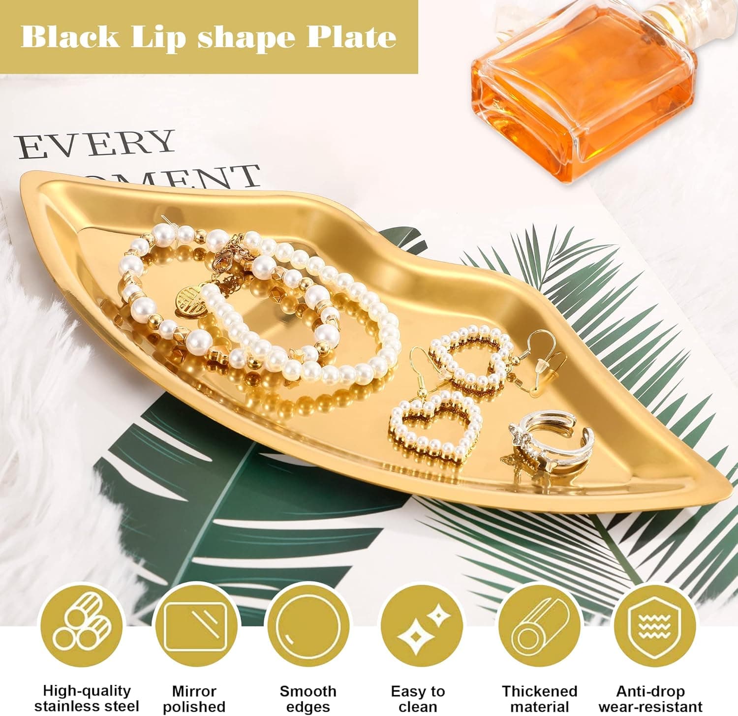 Bandeja Lábio Dourada Inox - 5