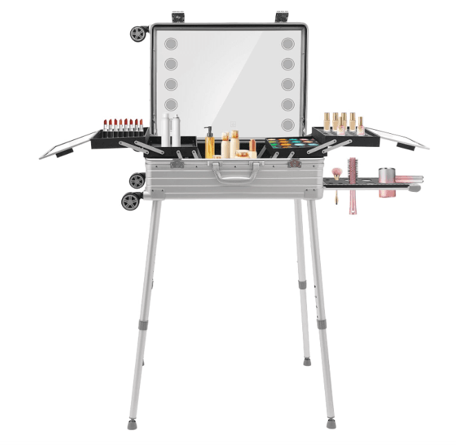 Mala Trolley Camarim Profissional com Luzes LED - Cor Prata - 2