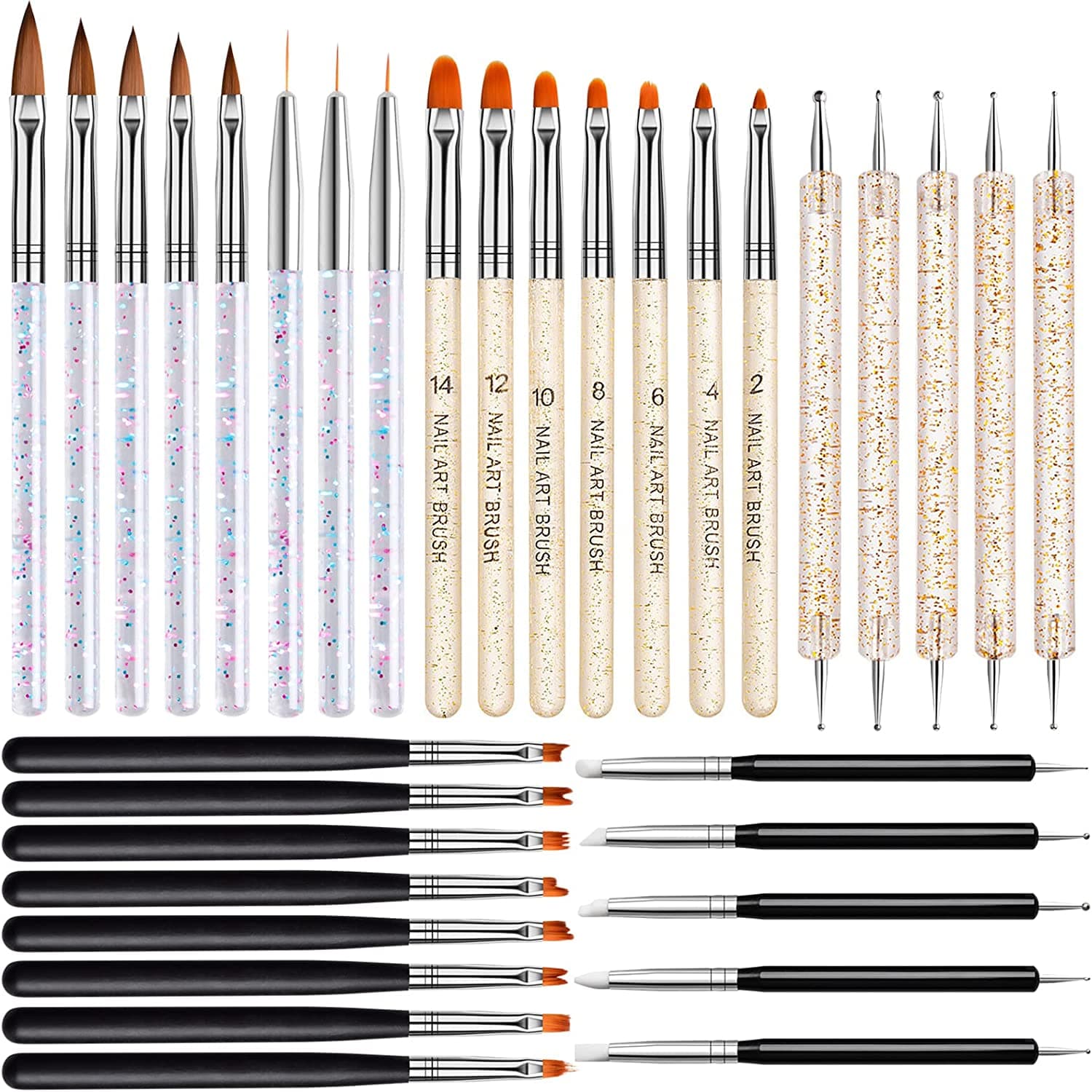 Kit Pincéis Acrílico Unhas 33 Peças