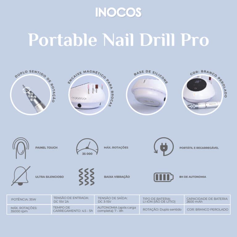 Inocos Portable Nail Drill Pro - Portátil, potente e silenciosa. - 2