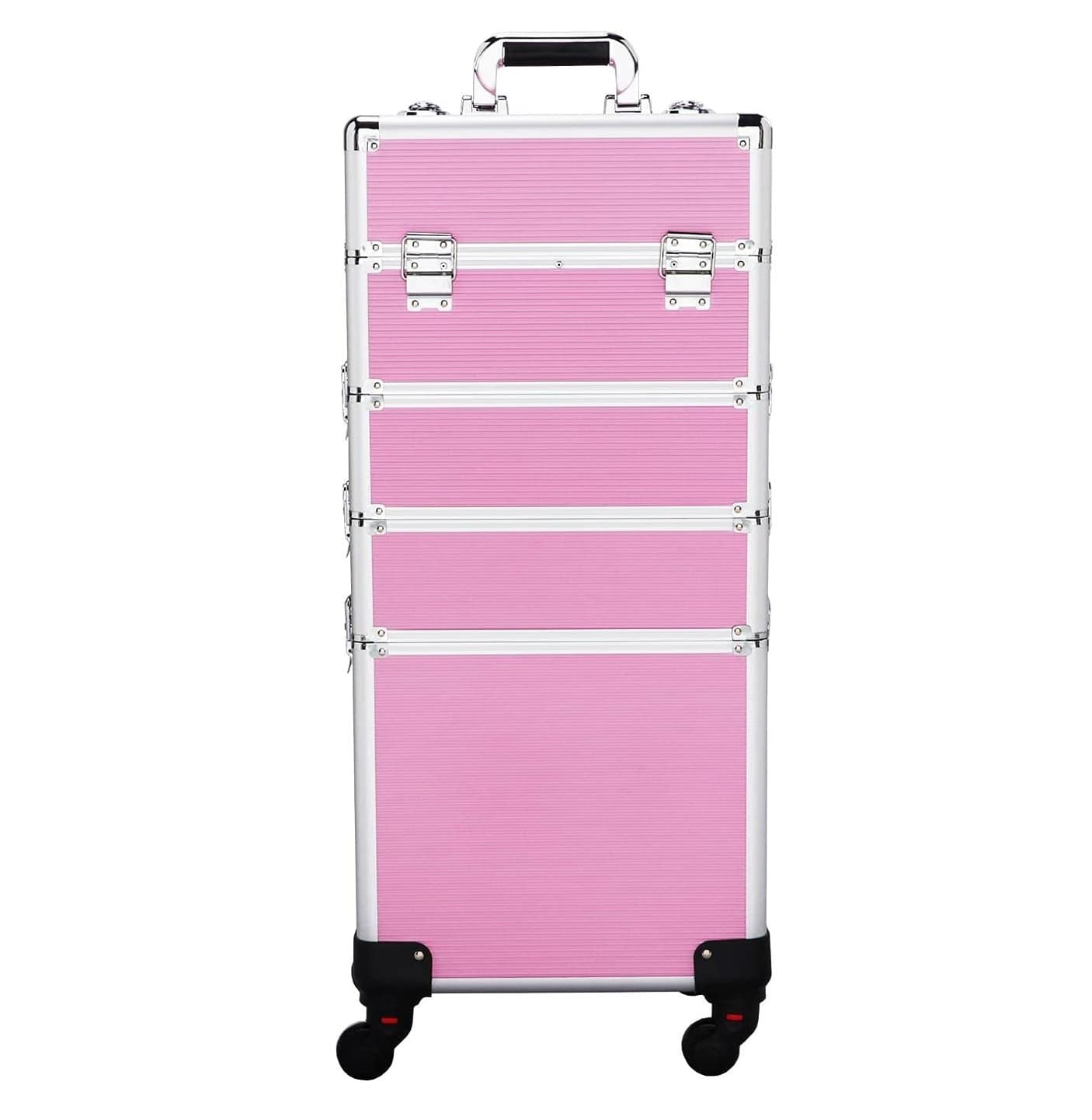 🌸 Mala XXL Profissional Trolley Extensível 4 em 1 Rosa
