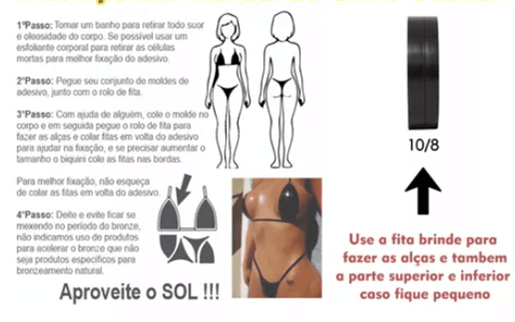 Kit Bronze - 1 Cartela De Biquíni Adesivo + 1 Fita - PRÉ-VENDA📍20 a 35 dias úteis - 7