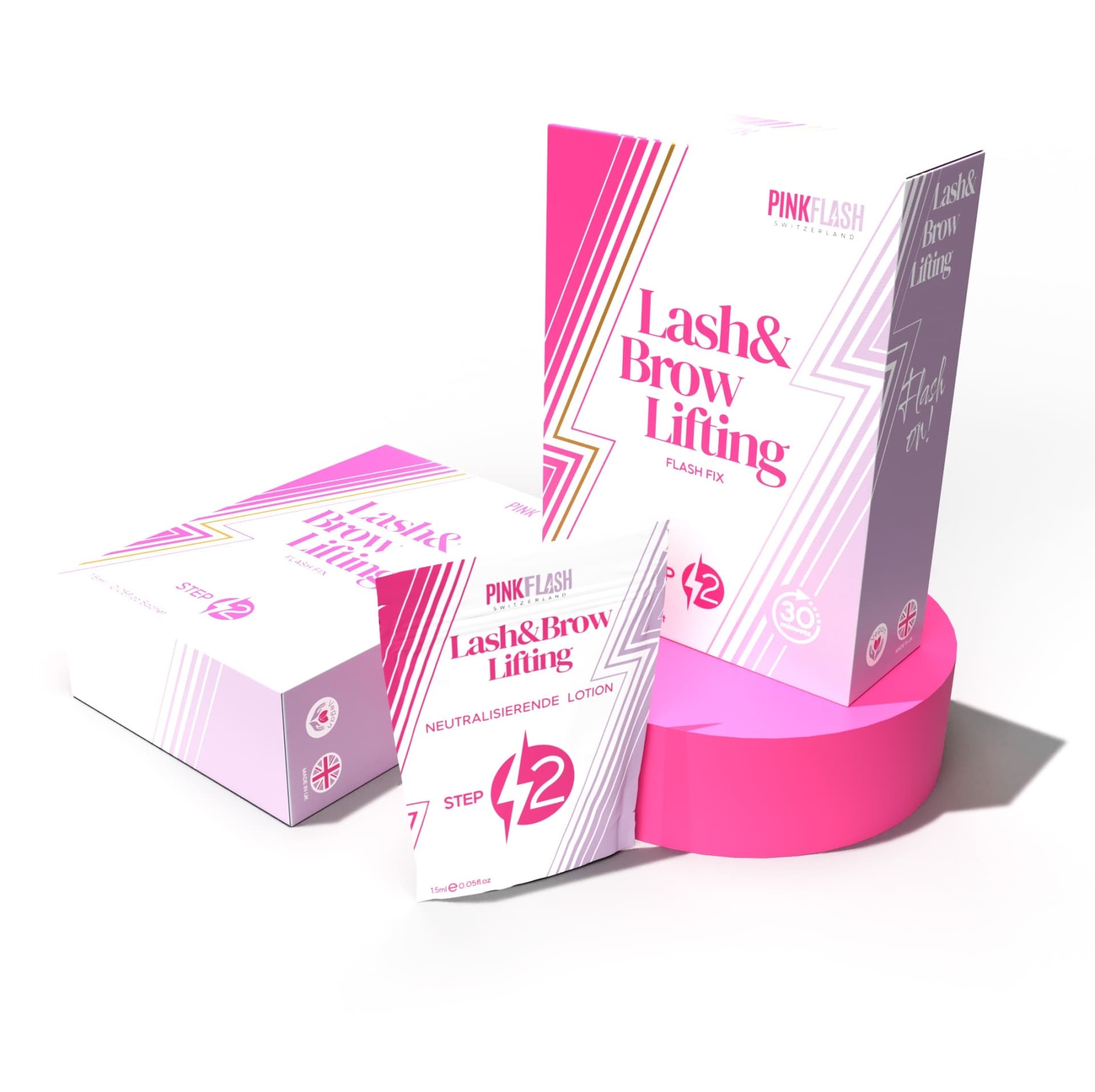 Pink Flash Lash & Brow Fix – Passo 2 Fixador e Neutralizador (10 × 1,5 ml)