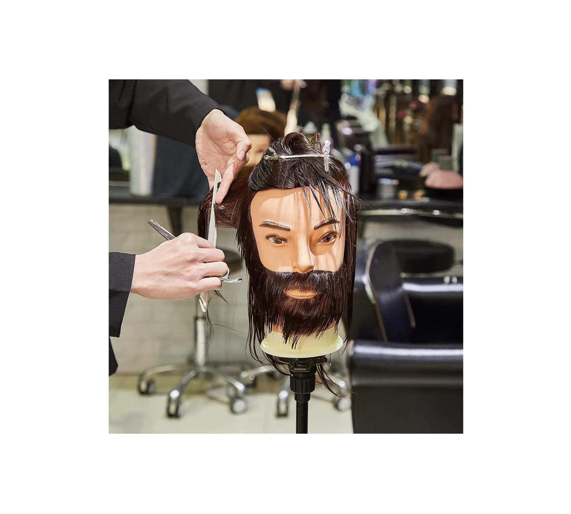 Cabeça de Treino Masculino Cabeleireiro e Barbeiro 100% Cabelo Humano - 2