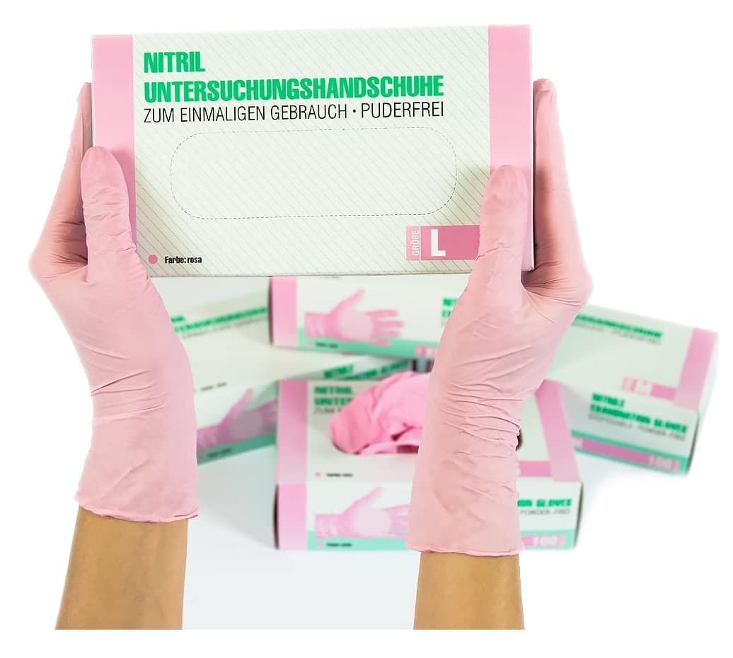 🌸 Luvas Rosa Claro Nitrilo 100und L