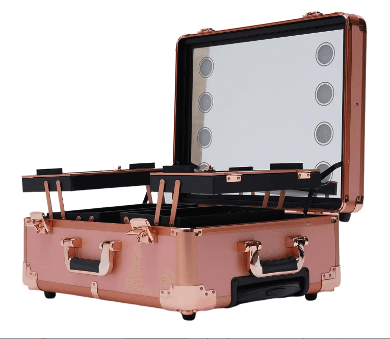 Mala Trolley Camarim Profissional com Luzes LED - Cor Rosa Gold - 5