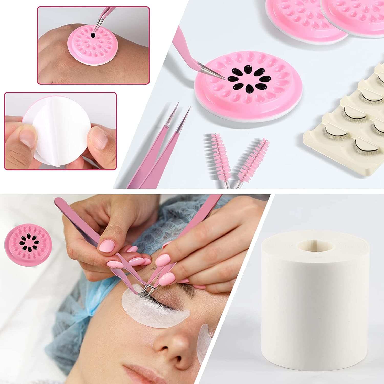 🌸 Kit Ferramentas Extensão de Pestanas Cor de Rosa - 2