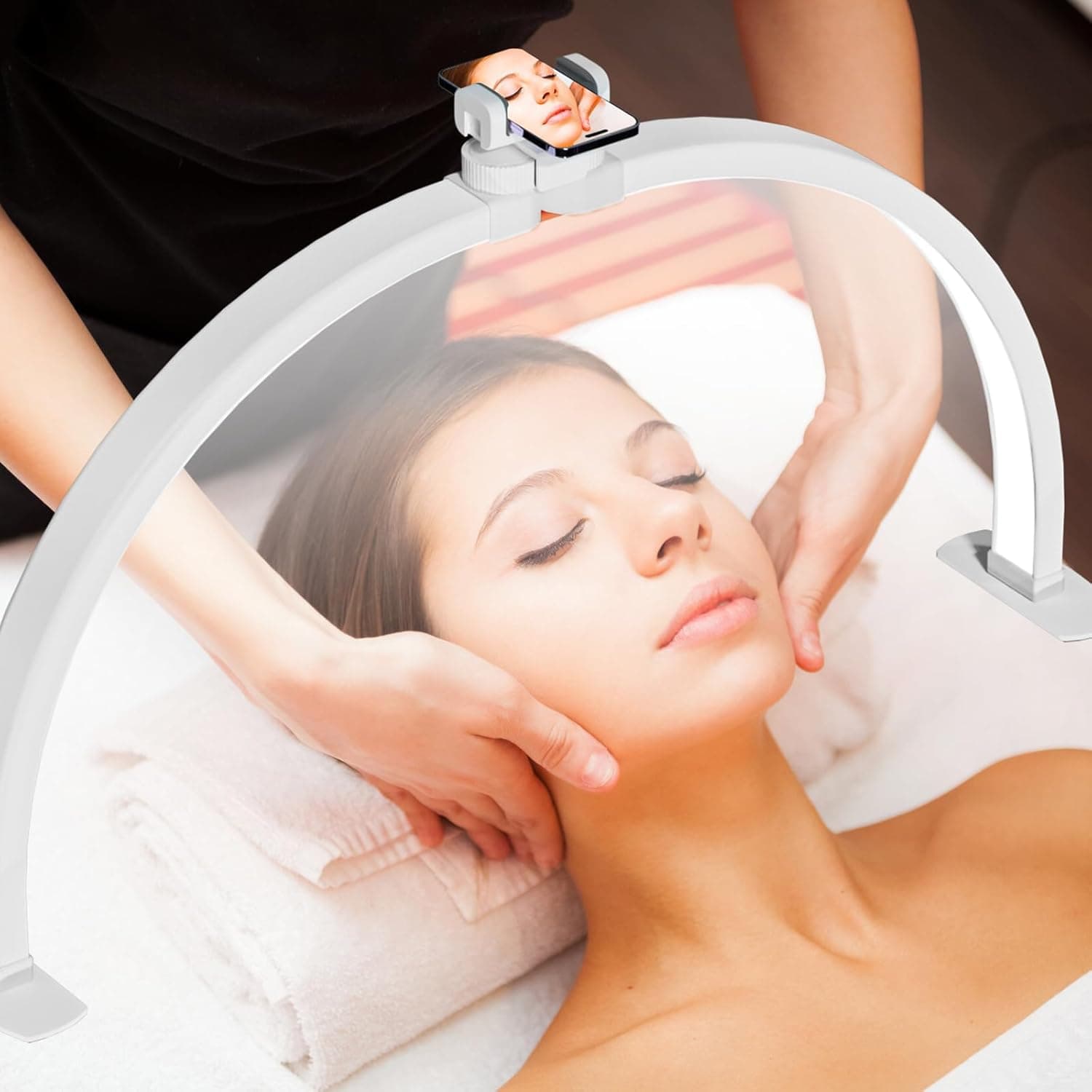 Candeeiro Meia-Lua Branco LED 42W com Suporte para Telemóvel - 2