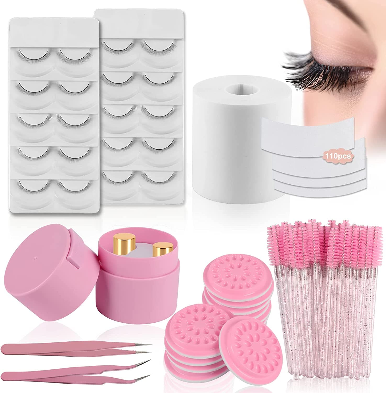 🌸 Kit Ferramentas Extensão de Pestanas Cor de Rosa