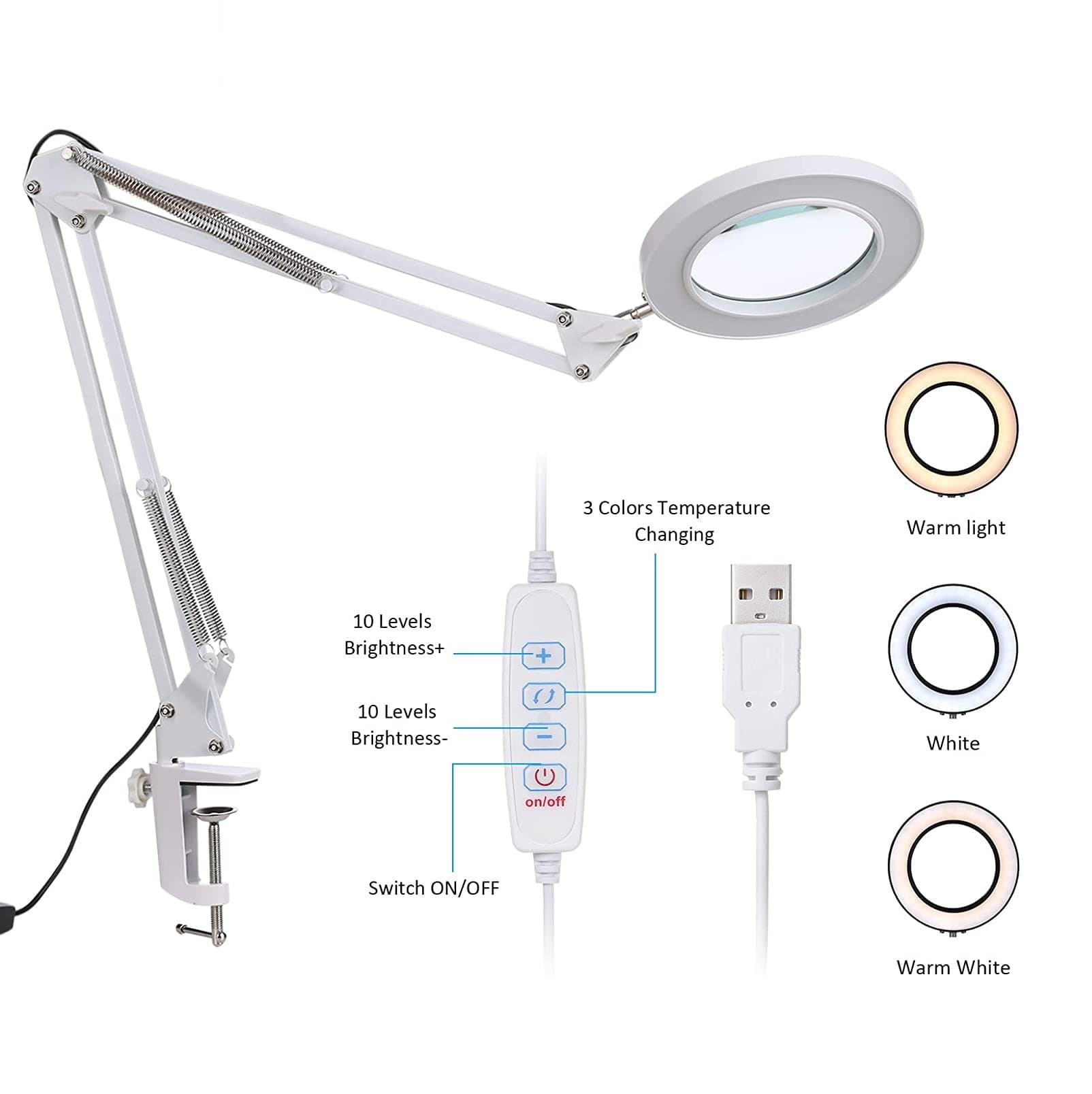 Lupa Led 8 Dioptrias Articulada de Mesa - 3