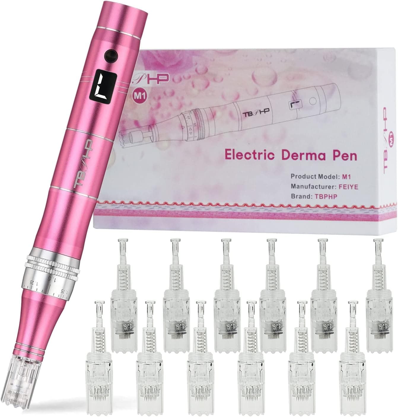 🌸 Dermapen Rosa Recarregável + 12 Cartuchos