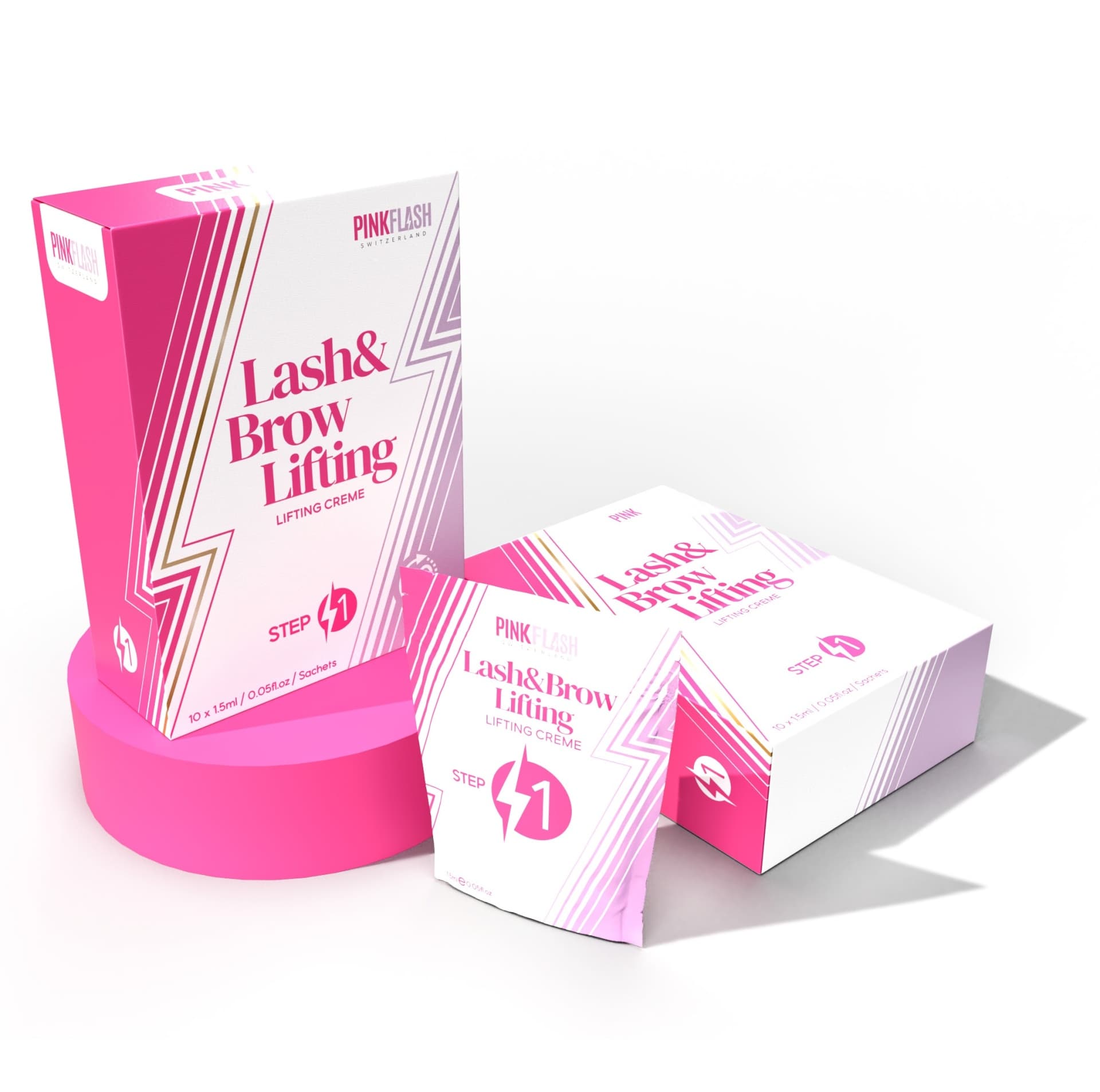 Pink Flash Lash & Brow Lift – Passo 1 Permanente (10 × 1,5 ml)