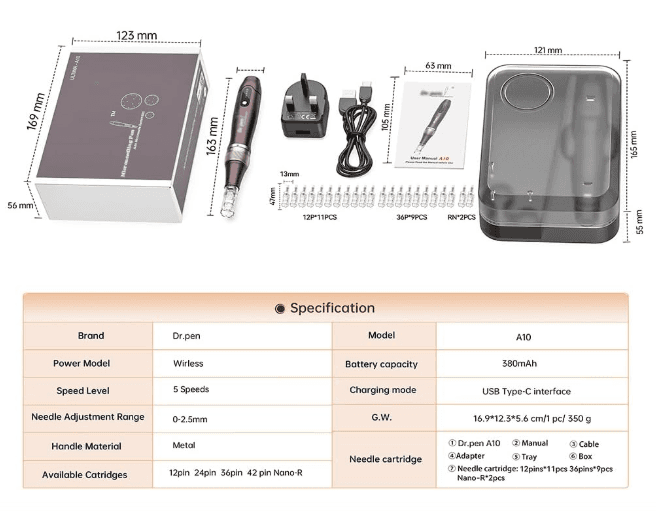 Kit Dr.Pen A10 DermaPen Microneedling Caneta sem Fios + 22 Recargas - 4