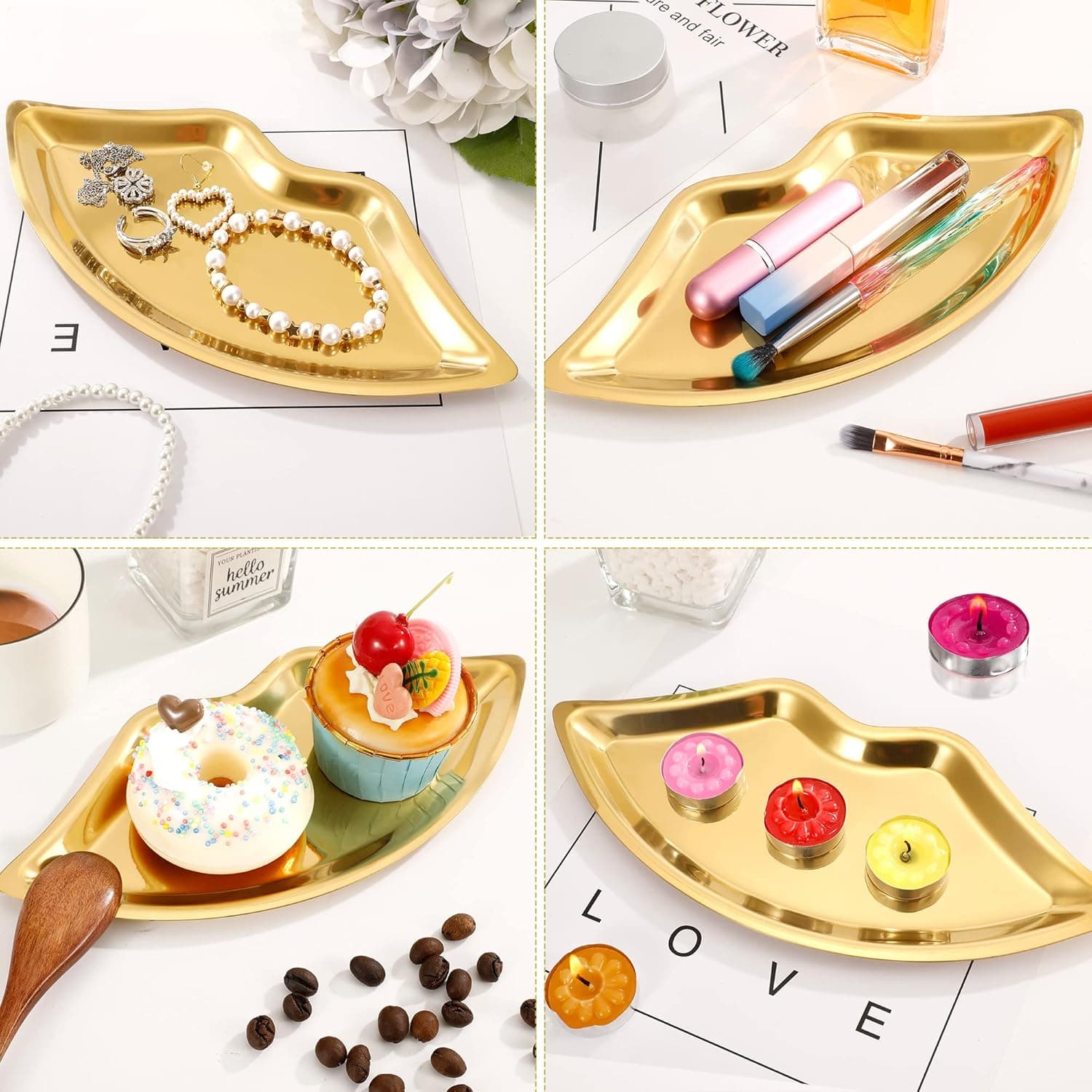 Bandeja Lábio Dourada Inox - 4