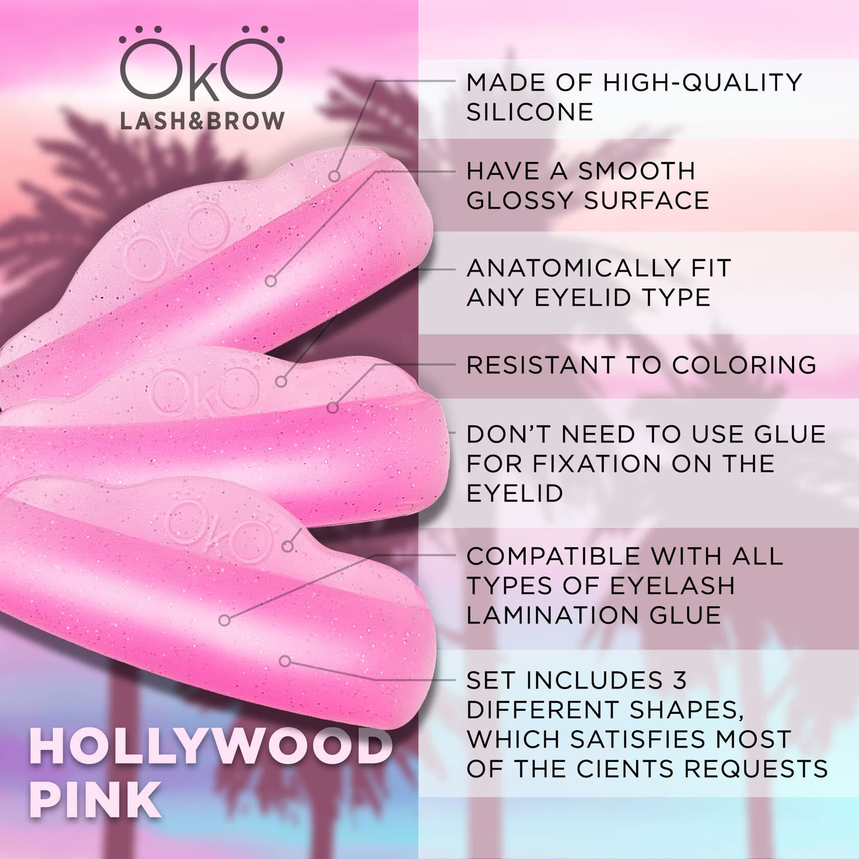 Kit Moldes Lash Lift OKO Hollywood Pink - 2