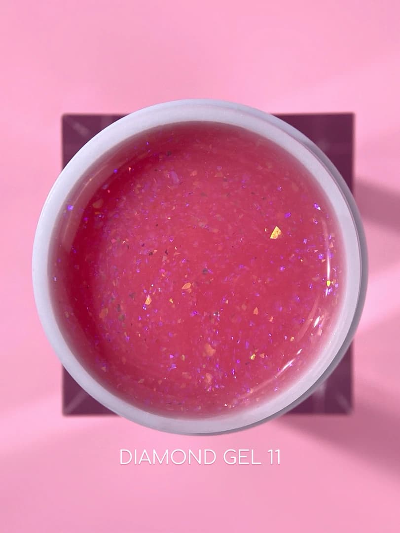 Gel Diamant Nº11 – Gel de Construction Rose Pailleté Holographique – 15 ml LUNAmoon - 2
