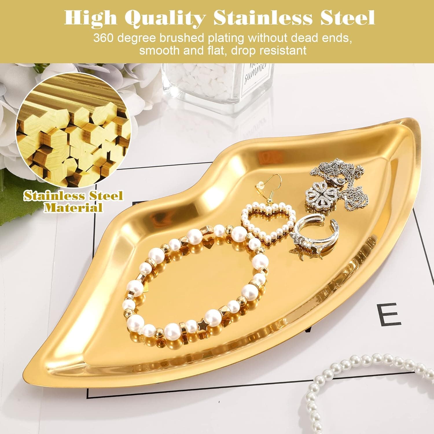 Bandeja Lábio Dourada Inox - 6