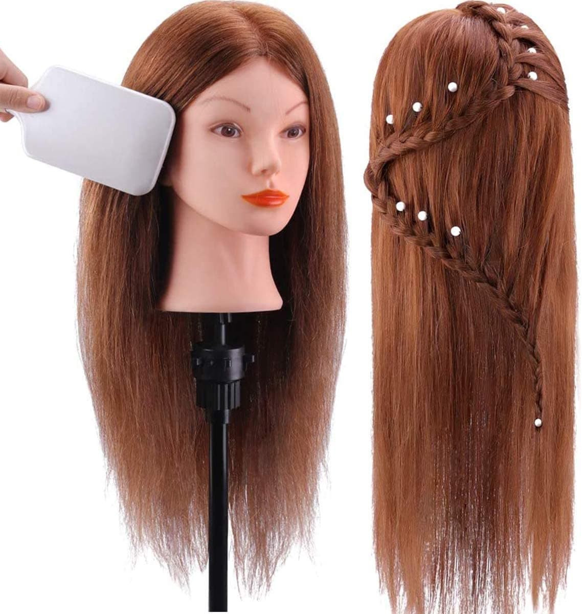 Cabeça de Manequim 45cm 100% Cabelo Humano + Suporte + Acessórios - 3