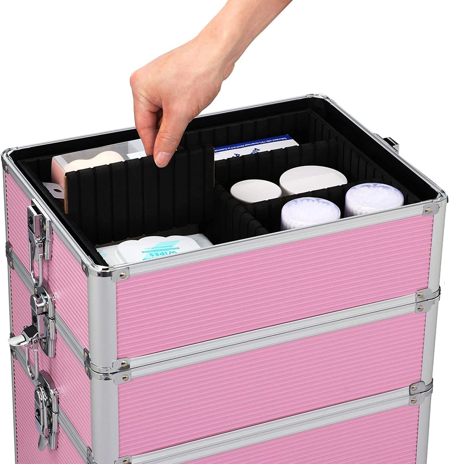 🌸 Mala XXL Profissional Trolley Extensível 4 em 1 Rosa - 6