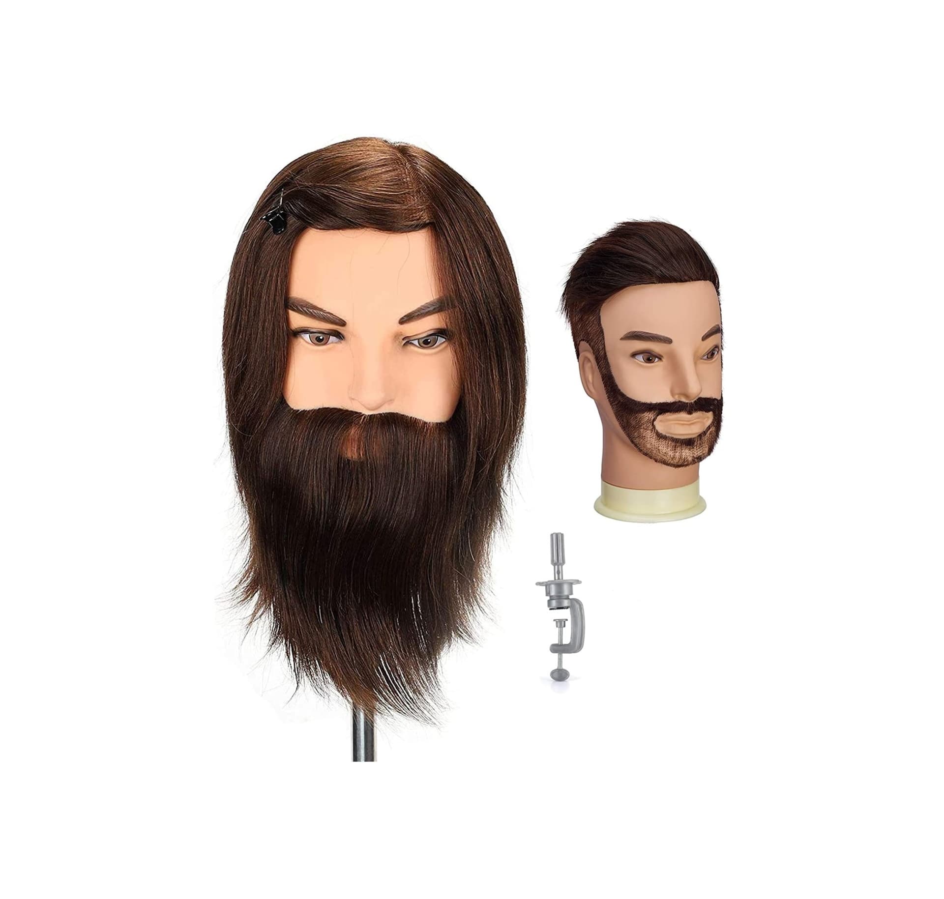 Cabeça de Treino Masculino Cabeleireiro e Barbeiro 100% Cabelo Humano
