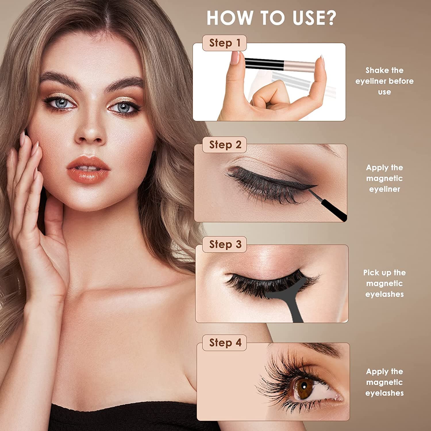 Cils Magnétiques Apparence Naturelle Réutilisables sans Colle 10 Paires - 3