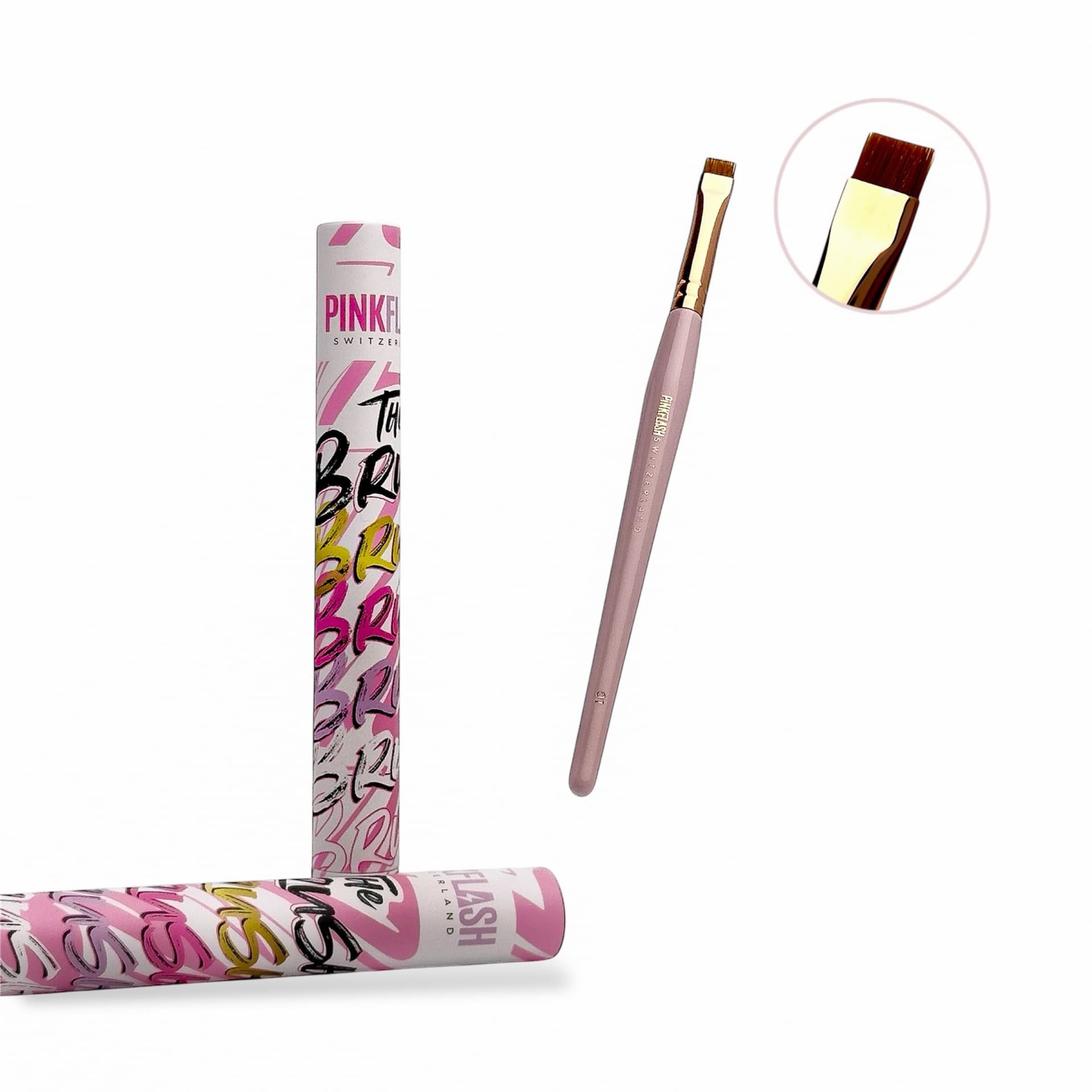 Pink Flash Fine Lines 01 - Pincel Para Tintura e Definição de Sobrancelhas