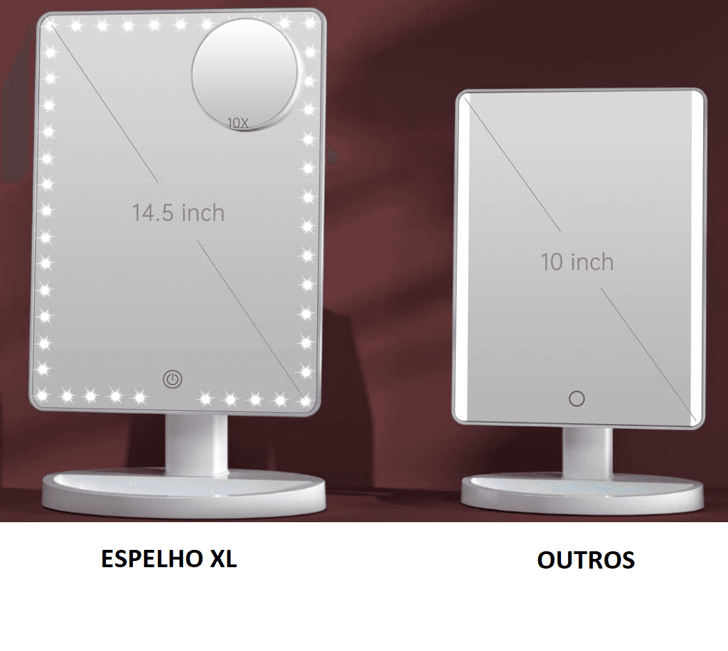 Espejo de Mesa XL LED Pantalla Táctil 360° Ajustable Blanco o Negro - 5