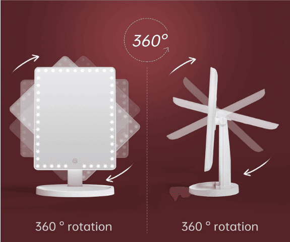 Espejo de Mesa XL LED Pantalla Táctil 360° Ajustable Blanco o Negro - 4