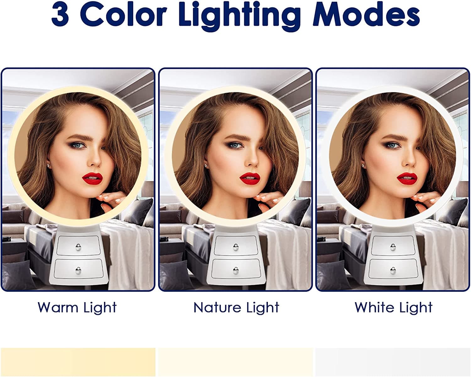 Eleganter Schminkspiegel mit USB-Licht 10-fache Vergrößerung - 2