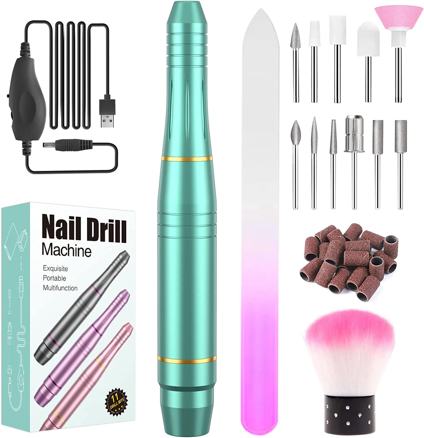 🌸 Kit Broca de Manicure e Pedicure Velocidade Ajustável Cores Variadas - 5