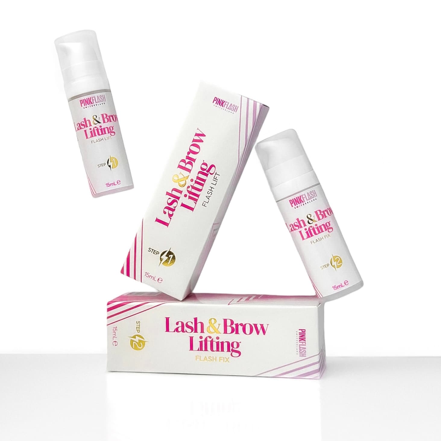 Kit Pink Flash Pump Lash & Brow Lift Passo 1 + Passo 2 (15 ml cada)