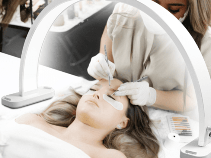 Lámpara Media Luna Blanca 76cm – 45W – 10 Niveles de Brillo con Soporte para Móvil - 2