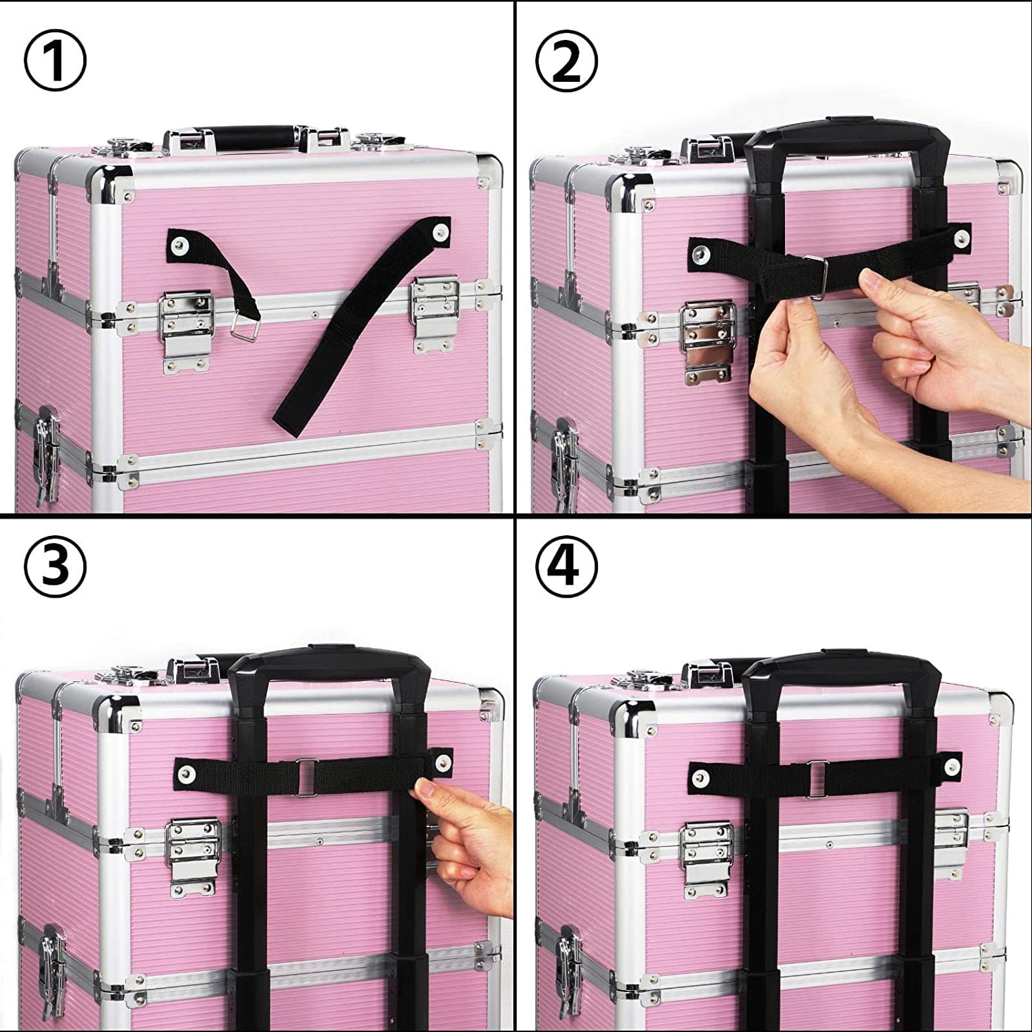 🌸 Mala XXL Profissional Trolley Extensível 4 em 1 Rosa - 5